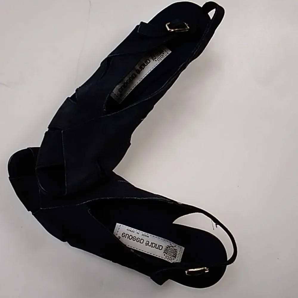 Vintage Andre Assous Made In Spain Handmade Suede Black Women Shoes Size 6